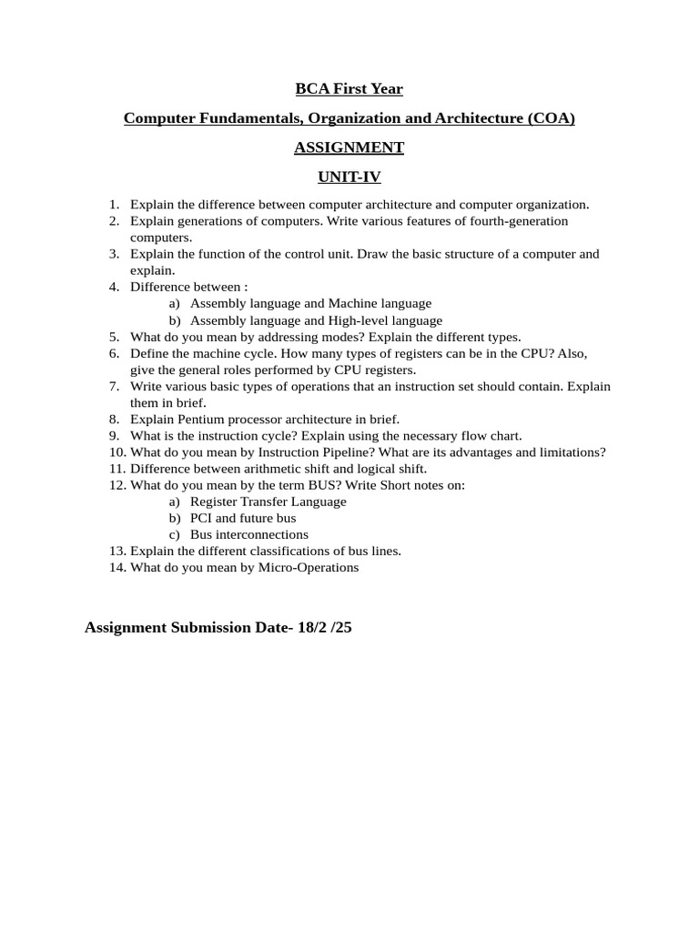BCA First Year COA Assign.2 | PDF