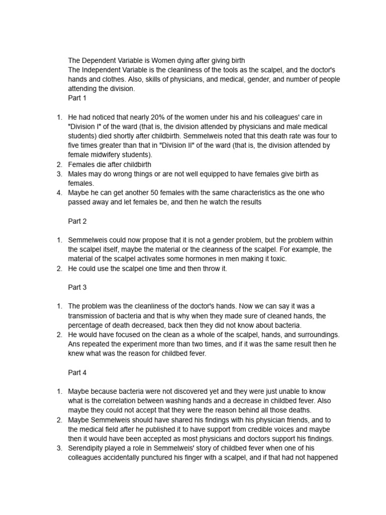 Childbed Fever Case Study | PDF | Medical Specialties | Medicine