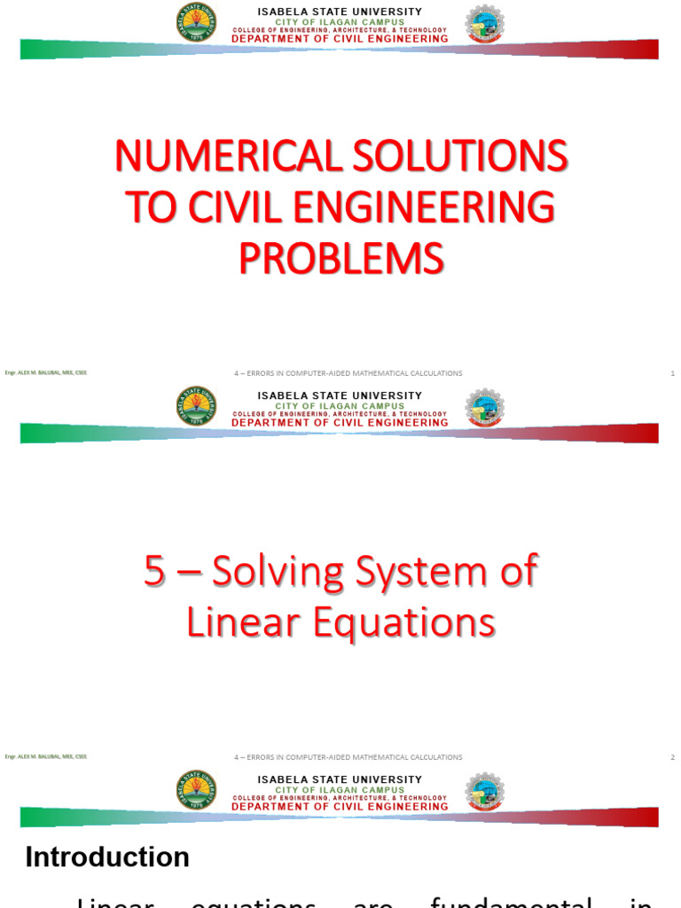 NS 5 Solving System of Linear Equations | PDF | System Of Linear ...