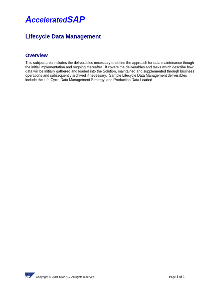Lifecycle Data Management | PDF