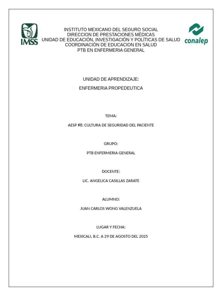 Aesp 8 | PDF | Seguridad del paciente