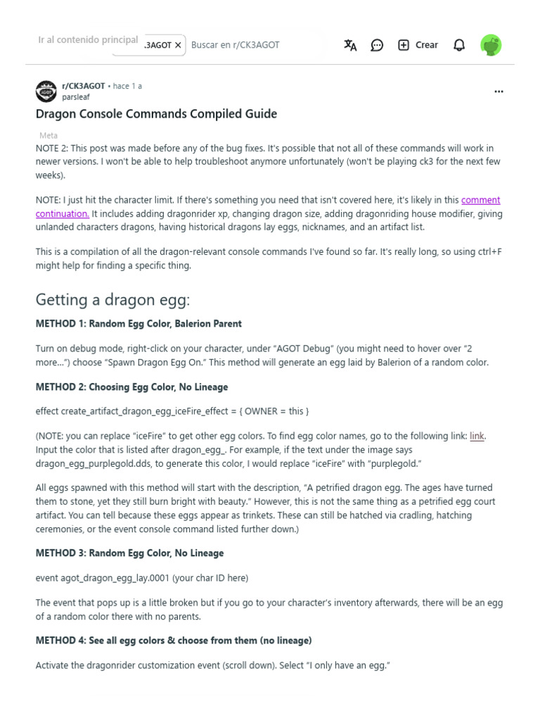 Dragon Console Commands Compiled Guide - R - CK3AGOT | PDF