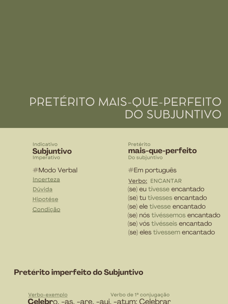 Pretérito Mais-Que-Perfeito Do Subjuntivo | PDF | Morfologia ...