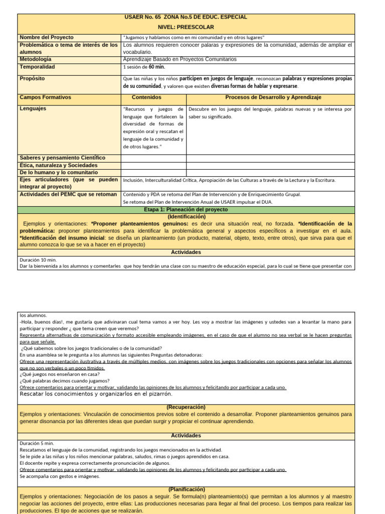 Proyectos Comunitarios | PDF | Educación de la primera infancia