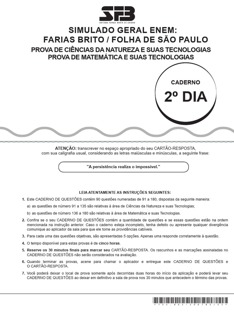 3º Simulado Farias Brito 2025 - Prova Dia 02 | PDF | Radiação | Ondas
