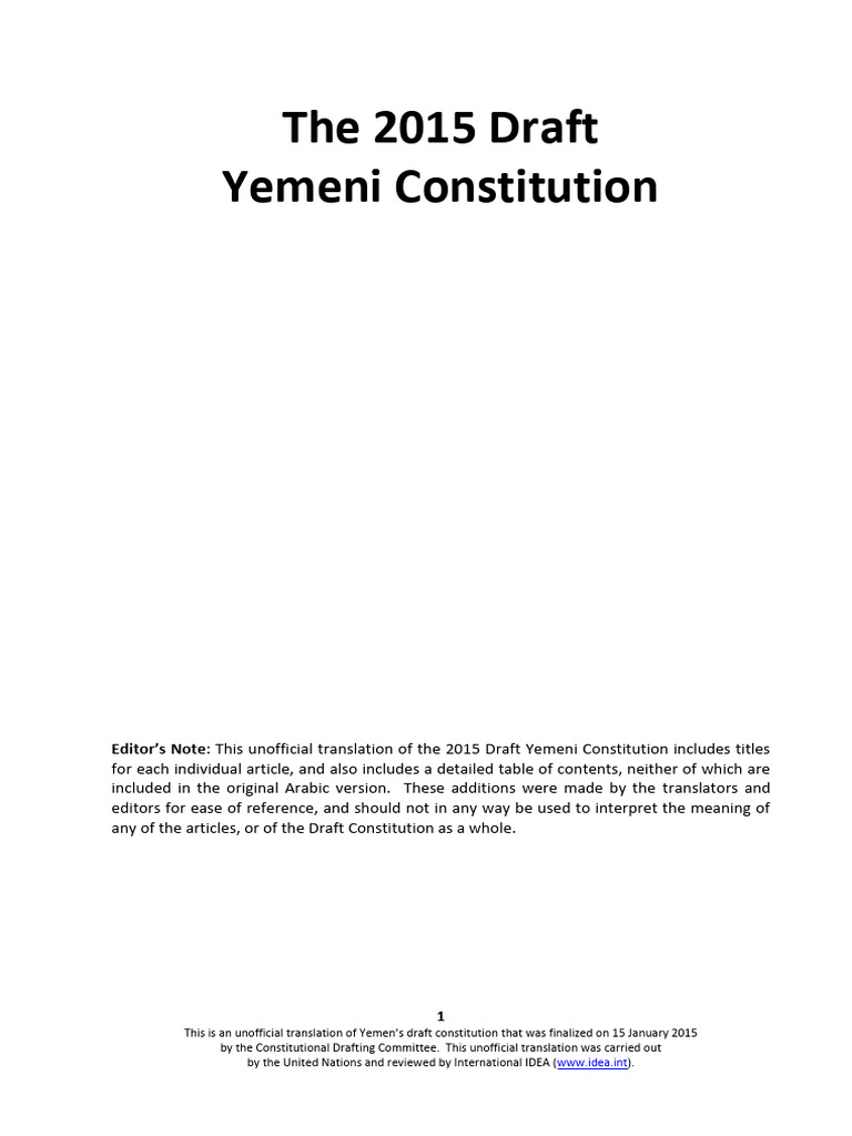 2015 - Draft Constitution (English) | PDF | Presidents Of The United ...