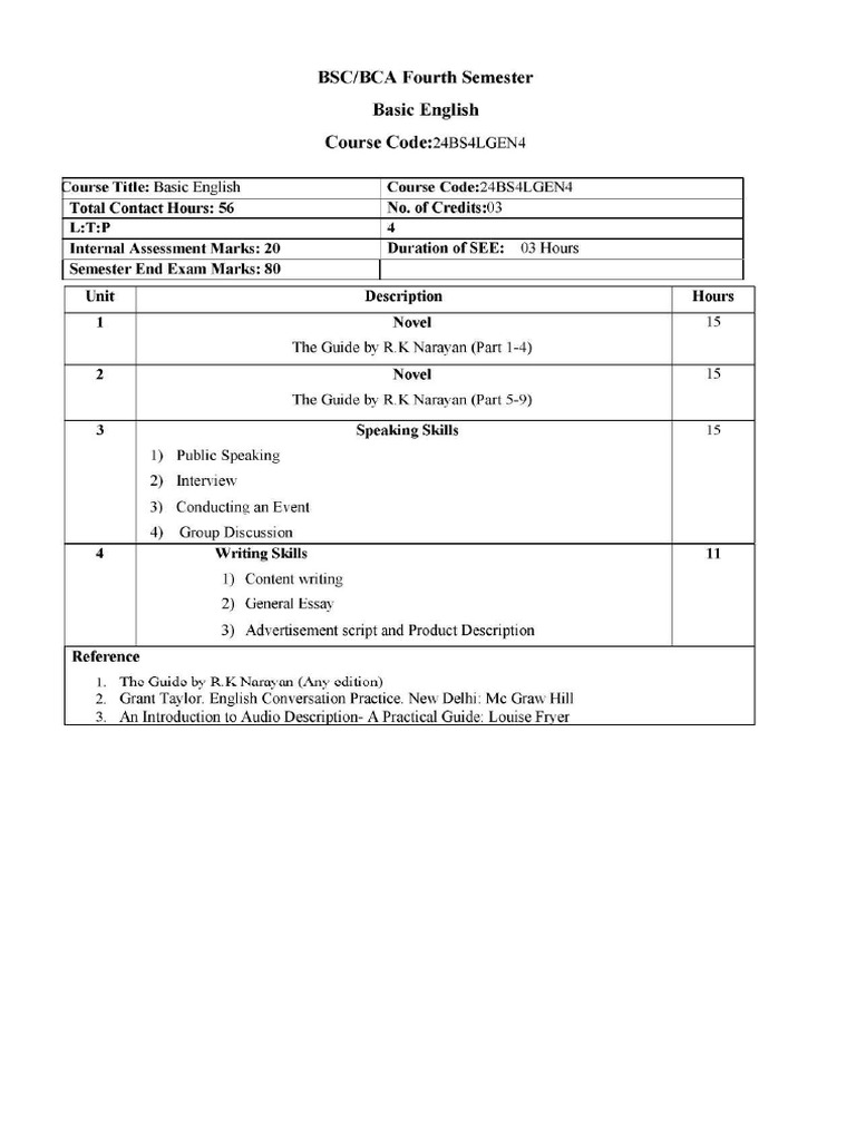 4th Sem Syllabus | PDF