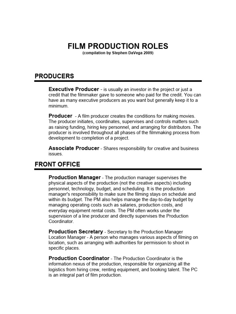 Film Production Roles | PDF