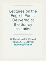 Lectures on the English Poets; Delivered at the Surrey Institution