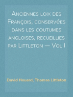 Anciennes loix des François, conservées dans les coutumes angloises, recueillies par Littleton — Vol I