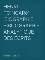Henri Poincaré
Biographie, Bibliographie Analytique des Écrits
