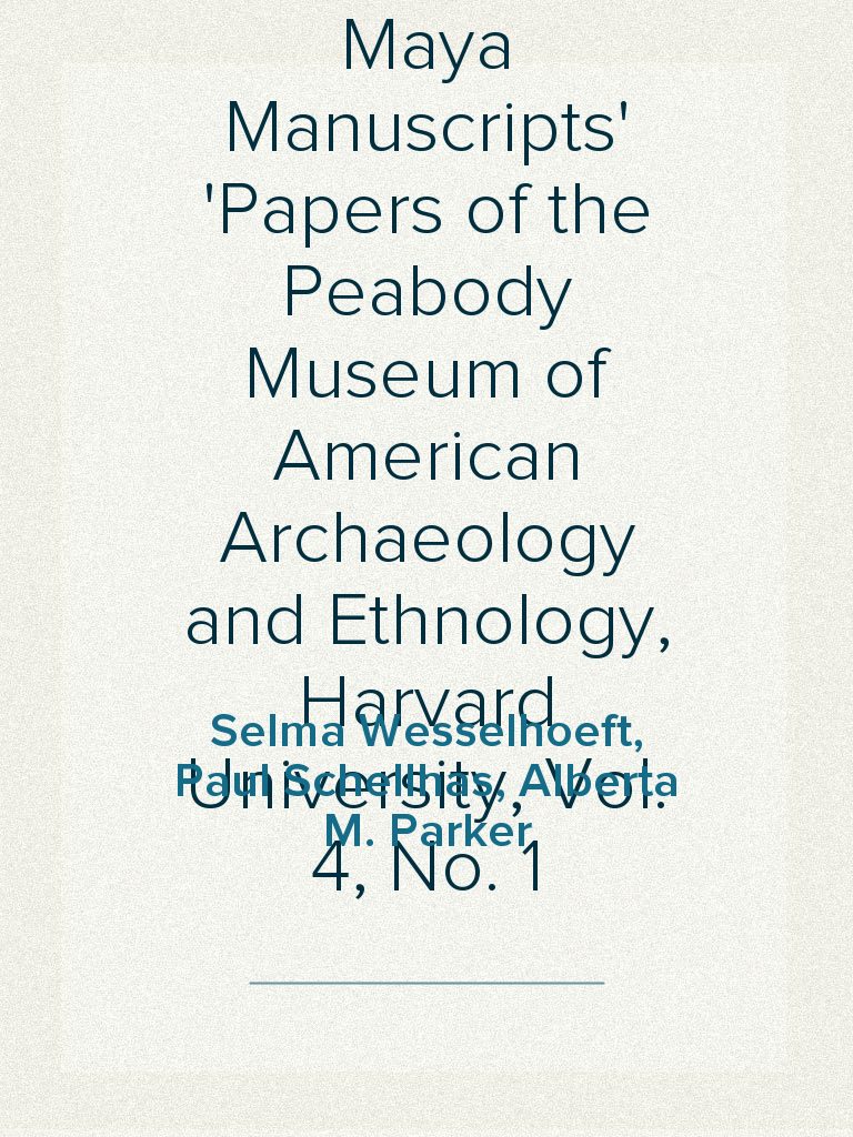 Representation of Deities of the Maya Manuscripts Papers of the Peabody ...