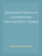 Definitions: Essays in Contemporary Criticism [First Series]