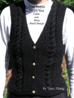 Aran Button Down Vest Moss and Cable Stitch Design Knitting Pattern
