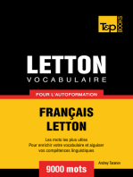 Vocabulaire Français-Letton pour l'autoformation: 9000 mots