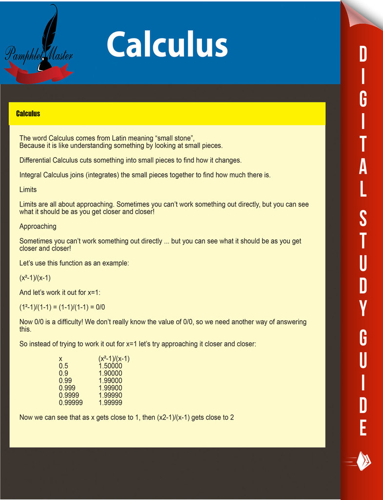 Calculus by Pamphlet Master - Book - Read Online
