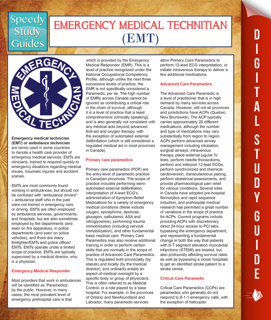 EMT- Emergency Medical Technician (Speedy Study Guides) by Speedy ...