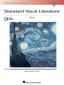 Standard Vocal Literature - An Introduction to Repertoire: Bass