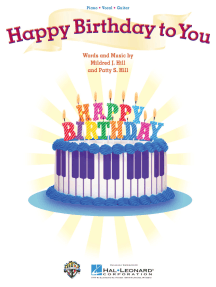 Happy Birthday To You By Mildred J Hill And Patty S Hill Sheet Music