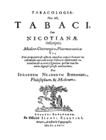 Tabacologia: Hoc est, Tabaci, seu nicotianae descriptio medico-cheirurgico-pharmaceutica