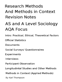 A*/A AQA SOCIOLOGY NOTES (WHOLE SPEC AS AND A LEVEL, 45% OFF