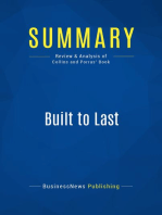 Built to Last (Review and Analysis of Collins and Porras' Book)