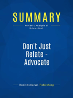 Don't Just Relate - Advocate (Review and Analysis of Urban's Book)