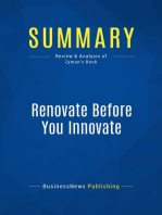 Renovate Before You Innovate (Review and Analysis of Zyman's Book)