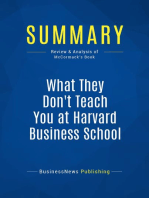 What They Don't Teach You at Harvard Business School (Review and Analysis of McCormack's Book)