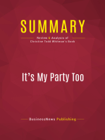 Summary: It's My Party Too: Review and Analysis of Christine Todd Whitman's Book