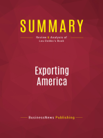 Summary: Exporting America: Review and Analysis of Lou Dobbs's Book