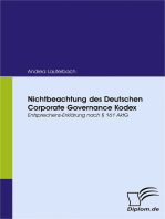 Nichtbeachtung des Deutschen Corporate Governance Kodex: Entsprechens-Erklärung nach § 161 AktG