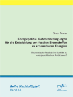 Energiepolitik: Rahmenbedingungen für die Entwicklung von fossilen Brennstoffen zu erneuerbaren Energien: Ökonomische Realität im Konflikt zu energiepolitischen Ambitionen?