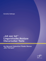 „Ich war tot“: Linguistische Analyse literarischer Texte. Am Beispiel Sebastian Fitzeks Roman „Die Therapie“