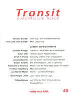 Transit 40. Europäische Revue: Zeitalter der Ungewissheit