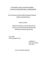 Educazione alimentare e corretta alimentazione: un percorso per la Scuola Primaria alla luce delle Indicazioni Nazionali (Legge Moratti)