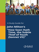 A Study Guide for John Milton's "How Soon Hath Time, the Subtle Thief of Youth (Sonnet VII)"