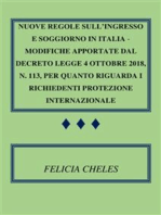 Nuove regole sull'ingresso e soggiorno in Italia - Modifiche apportate dal decreto-legge 4 ottobre 2018, n. 113, per quanto riguarda i richiedenti protezione internazionale