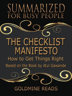 The Checklist Manifesto - Summarized for Busy People: How to Get Things Right: Based on the Book by Atul Gawande