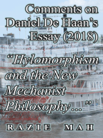 Comments on Daniel De Haan’s Essay (2018) "Hylomorphism and the New Mechanist Philosophy"