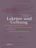 Lektüre und Geltung: Zur Verstehenspraxis in der Rechtswissenschaft und in der Literaturwissenschaft