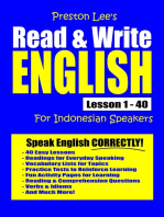 Preston Lee's Read & Write English Lesson 1: 40 For Indonesian Speakers
