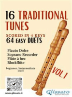 16 Traditional Tunes - 64 easy soprano recorder duets (VOL.1)