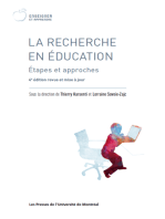 RECHERCHE EN EDUCATION La: Étapes et approches. 4e édition revue et mise à jour
