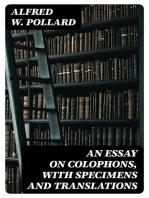 An Essay on Colophons, with Specimens and Translations