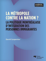La metropole contre la nation: La politique montréalaise d'intégration des personnes immigrantes