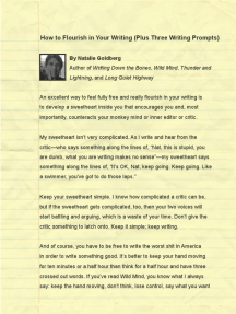 How to Flourish in Your Writing (Plus Three Writing Prompts) by Natalie Goldberg (Wild Mind, Writing Down the Bones, Thunder and Lightning)