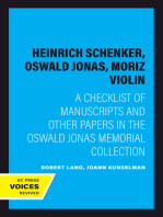 Heinrich Schenker, Oswald Jonas, Moriz Violin: A Checklist of Manuscripts and Other Papers in the Oswald Jonas Memorial Collection