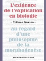 L'exigence de l'explication en biologie: au regard d'une philosophie de la morphognèse